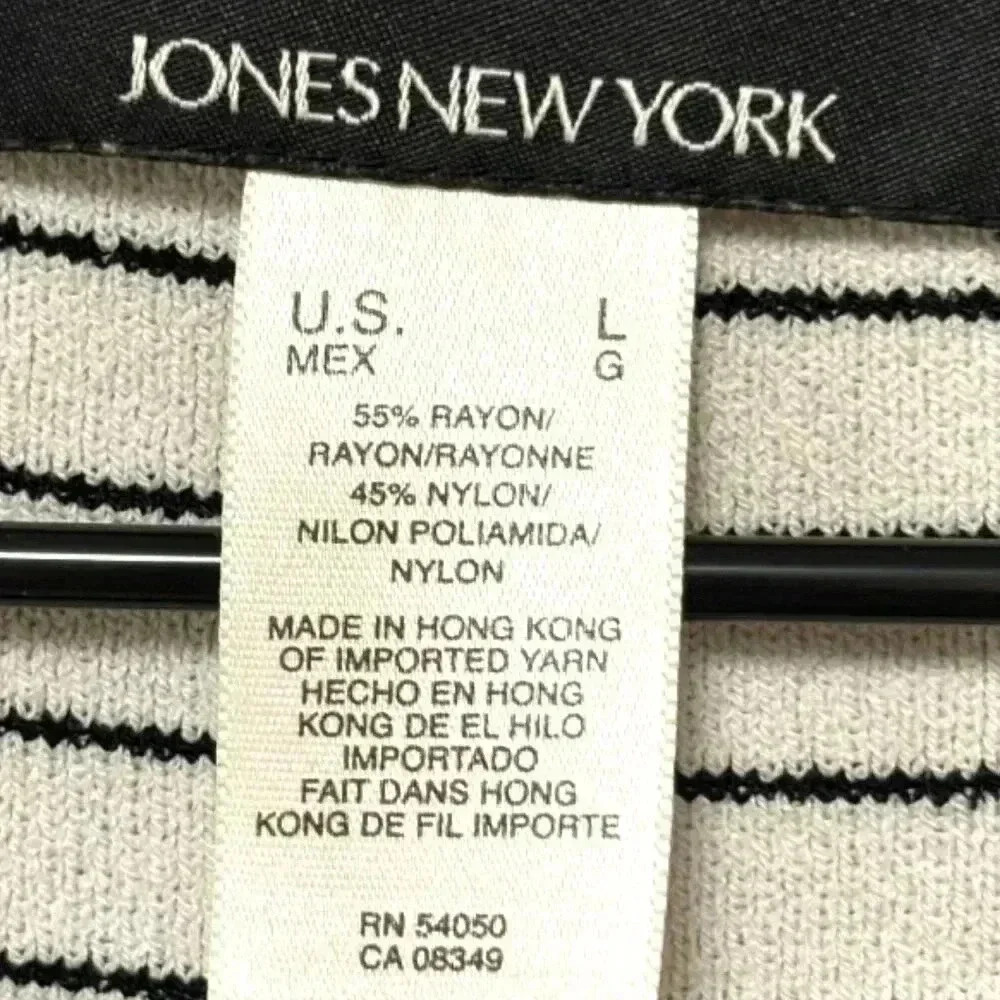 Jones New York V-Neck Lightweight Preppy Rib Knit Striped Sweater Vest Size Lg - Picture 11 of 11